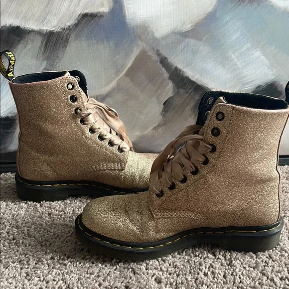 Dr. Martens 1460 Gold Glitter Women's Boots - Picture 6 of 9